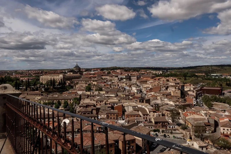 Panoramic view of Toledo old town from Parador de Toledo terrace